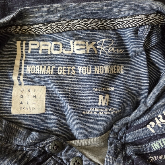 ⭐️Projek Mens Blue Henley Shirt Size Med - Picture 7 of 7